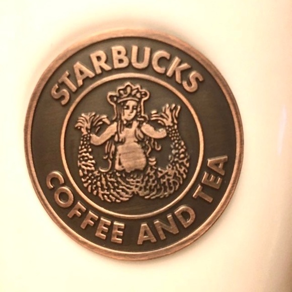 Starbucks 2014 White Copper Metal Medallion Logo Mermaid Coffee Mugs - Picture 10 of 10
